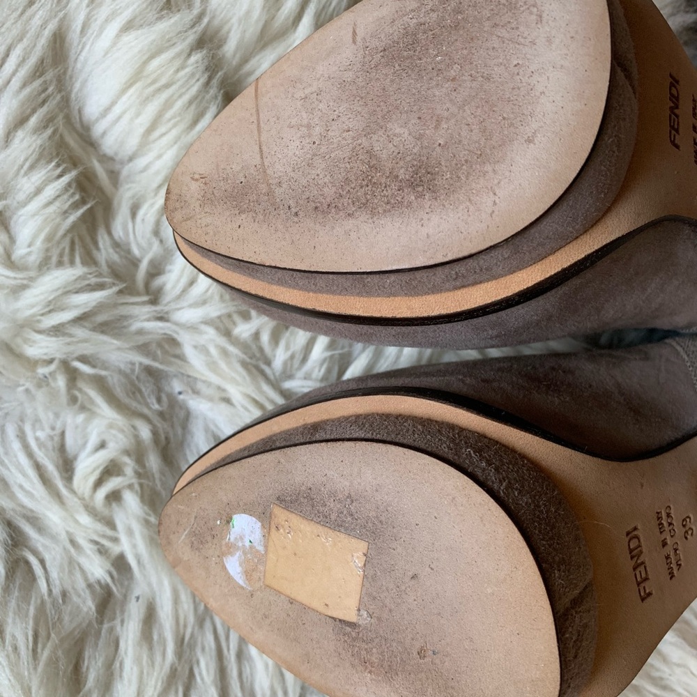 Fendi Suede Booties With Python Trim - image 8